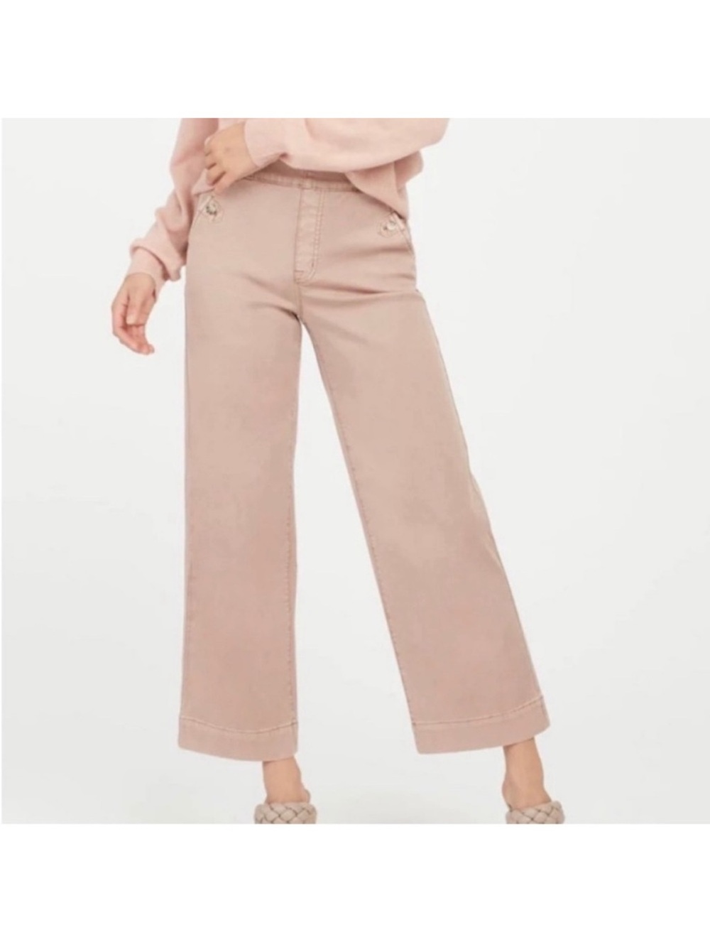 NEW SPANX Wide-Leg High-Rise Twill Cropped Pants Plus Size 3X Petite Short